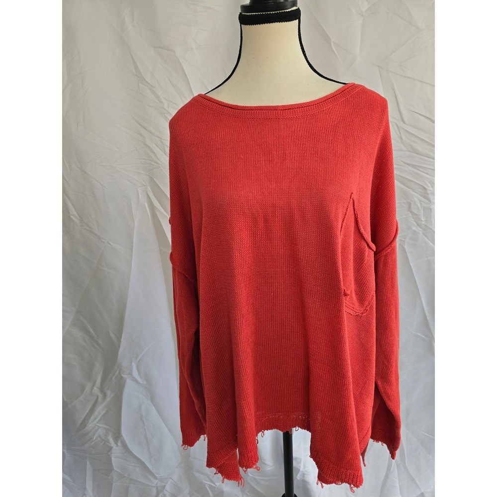 Easel Los Angeles Orange Knit Loose Fit Sweater Top Women 1X